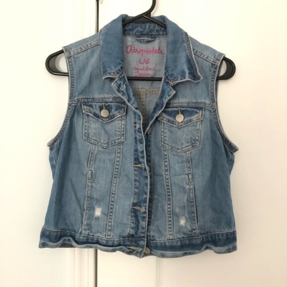 nowt Aeropostale Sleeveless Denim Jacket - Picture 1 of 3